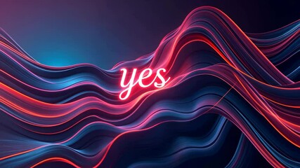 Leinwandbilder - A colorful wave with the word yes written in red letters. The word yes is written in a bold font