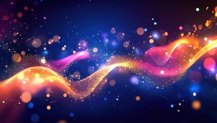 Wall Mural - Abstract glittery background with glowing stars and bokeh lights, in pastel colors.