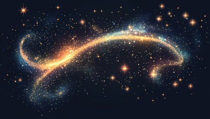Wall Mural - Abstract glittery background with glowing stars and bokeh lights, in pastel colors.