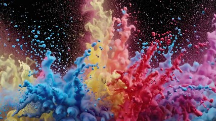Poster - Vibrant splash of colorful paint against a dark background, artistic explosion