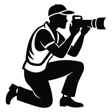 Photographer vector silhouette illustration striking a stylish pose