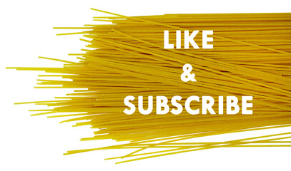 Leinwandbilder - Png image with no background for YouTube with text like and subscribe. Spaghetti