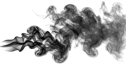 Wall Mural - Black fog smoke watercolor painting realistic transparent background 