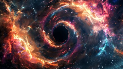 Wall Mural - a black hole in space surrounded by bright galaxies and stars.