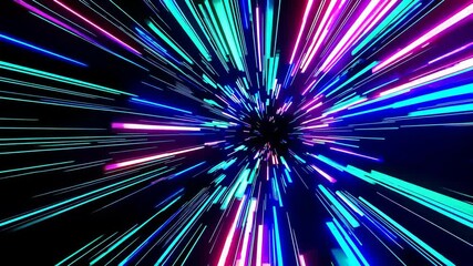 Aufkleber - Colorful neon lights streaking through black background, futuristic energy concept