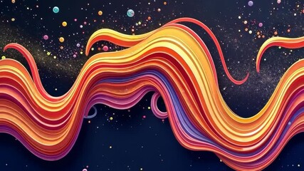 Poster - A colorful wave with a purple stripe. There are many different colors in the wave. The wave is very long
