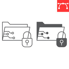 Poster - security folder line and glyph icon, security and protection, confidential folder vector icon, vecto