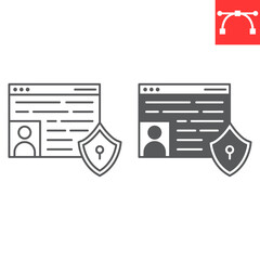 Aufkleber - Personal data security line and glyph icon, security and protection, data protection vector icon, vector graphics, editable stroke outline sign, eps 10.