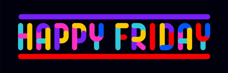 Canvas Print - happy friday. funny banner, speech bubble, poster sticker concept. geometric colorful style for fun,