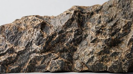 Poster - dark rock with textured surface against a neutral background, ideal for nature, geology, or organic 