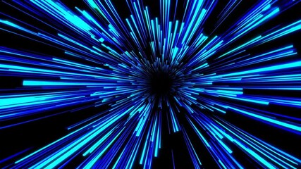 Aufkleber - Blue light speed motion blur over black background, futuristic space concept