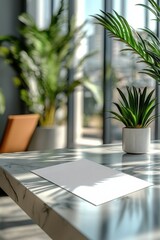 Poster - Calm workspace setup modern office photography bright environment close-up view minimalism for productivity