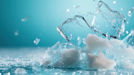 Poster - A stunning visual of splintered ice pieces mixed with shards of sparkling sugar crystals, creating a harmonious balance between nature and sweetness in an artistic presentation.
