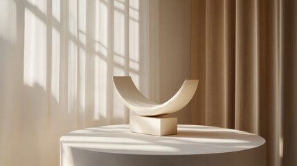 Poster - Elegant sculpture display in minimalist interior contemporary art showcase bright atmosphere