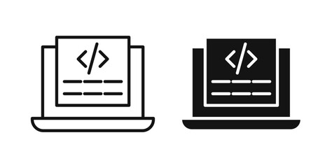 Display code icons set for website design