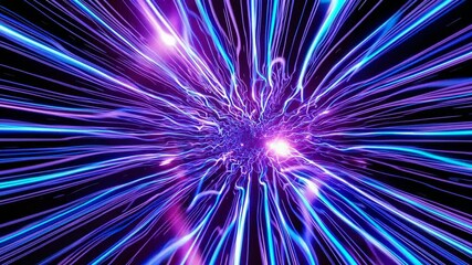 Aufkleber - Abstract cosmic warp speed effect with purple and blue light trails.