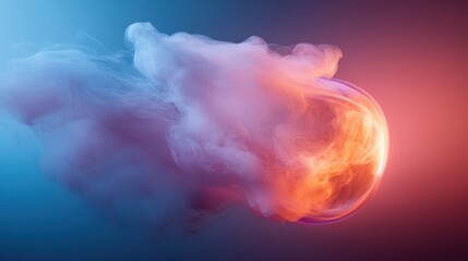 Poster - An artistic depiction of vibrant colors merging in an abstract style, symbolizing the dynamic interplay of emotions and creativity through a colorful smoke representation.