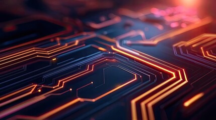 Poster - Cybersecurity protection in cyberspace and computing concept. Abstract circuit board design with glowing lines and patterns.