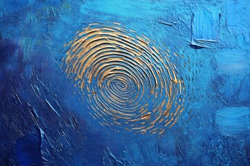 Aufkleber - Abstract blue artwork featuring a golden fingerprint design