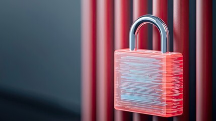 Aufkleber - Cybersecurity protection in cyberspace and computing concept. A colorful padlock secured to a metal fence, symbolizing safety.