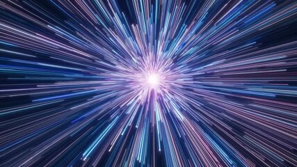 Poster - Explosive burst of colorful light beams, dynamic motion. Energy and speed concept