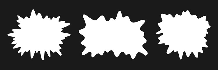 Wall Mural - abstract hand drawn wavy smooth monochrome white paint spot, blot, splash, explosion. isolated on bl
