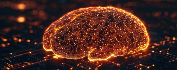 Aufkleber - Artificial intelligence database and future computing concept. Glowing brain design representing artificial intelligence concept.