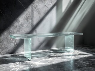Poster - elegant glass table with soft lighting and neutral backdrop
