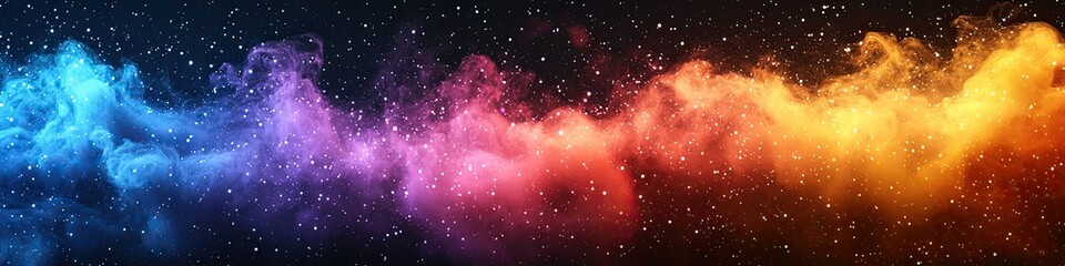 Poster - A vibrant colorful cosmic nebula featuring stars in deep space