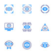 © Blockfine - Eye icon set. Bold line style. Duotone colors. Editable stroke. eye, focus, security, monitoring, vision, awareness, god, money