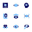 © Blockfine - Eye icon set. Bold style. Duotone colors. red eyes, quality control, eye, human, eyes, view, book, meditation