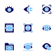 © Blockfine - Eye icon set. Bold style. Duotone colors. refraction, eye scan, eye scanner, eye, red eye, closed eyes