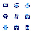 © Blockfine - Eye icon set. Bold style. Duotone colors. spyware, smart tv, report, monitoring, eyeball, visibility, preview, vision, eyelash