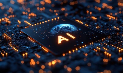 A computer chip with the word AI on it