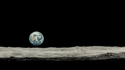Poster - The surface of planet earth is captured in a shot with a partially illuminated planet visible in the background, set against a dark universe backdrop related to science and astronomy
