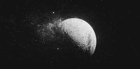 Poster - the beauty of the universe is on full display with the cratered surface of the moon and the space ba