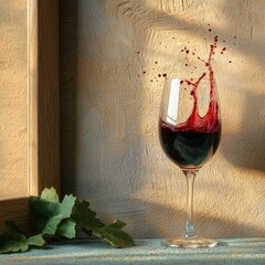 Poster - A captivating glass of wine with red wine splashes dramatically emerging from the top of glass