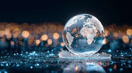 Poster - A futuristic concept of the metaverse features a digital world with a cyber space background, incorporating neon colors to depict a global world in cyber space, highlighting advancements in energy,