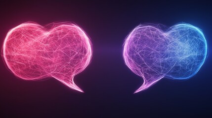 Poster - Online communication is symbolized through an abstract visual of connected speech bubbles