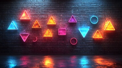 Poster - Vibrant Neon Geometric Shapes Backdrop