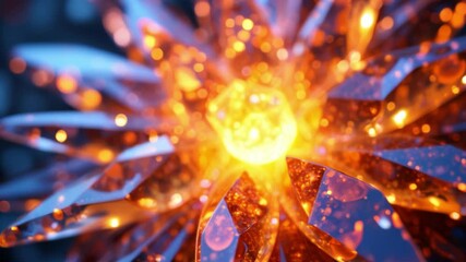 Fototapete - Abstract crystal formation with sharp edges and brilliant reflections showcasing intricate details and vibrant light patterns emanating from the center