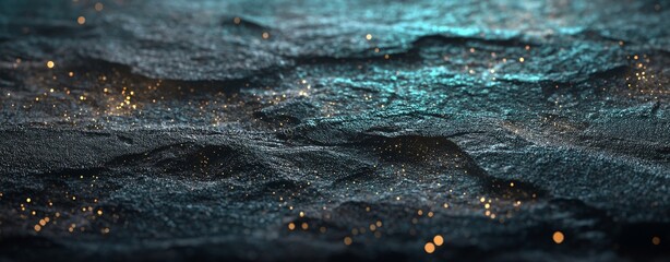 Fototapete - An abstract technological setting with glowing lights and undulating blue digital waves