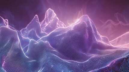 Poster - the combination of a digital wave of particles and glowing star points on an abstract background gen