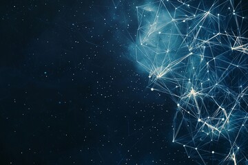 Fototapete - An abstract blue background with shiny lines and space for text is depicted in this modern illustration