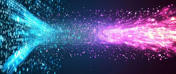 Poster - The depiction of dynamic light streaks in a vibrant image embodies a futuristic style, symbolizing speed, motion, and technological elements