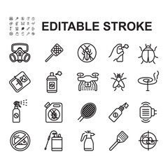 set of icons related to pest and insect control. thin line vectors. contains icons such as insects, 