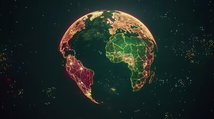 Poster - a globally unified system of interlinked terminals marked by luminous orange and blue lighting