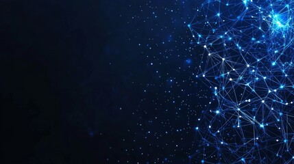 Poster - Modern and sophisticated, the background showcases an abstract technology network with glowing nodes and lines