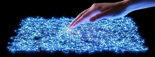 Poster - The conceptual illustration shows a woman touching a digital transformation concept that represents the next generation of technology