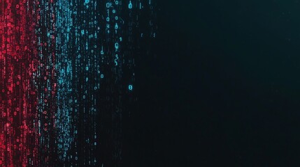 Poster - an abstract digital background with a dark backdrop showcases a cascade of binary code in green and 